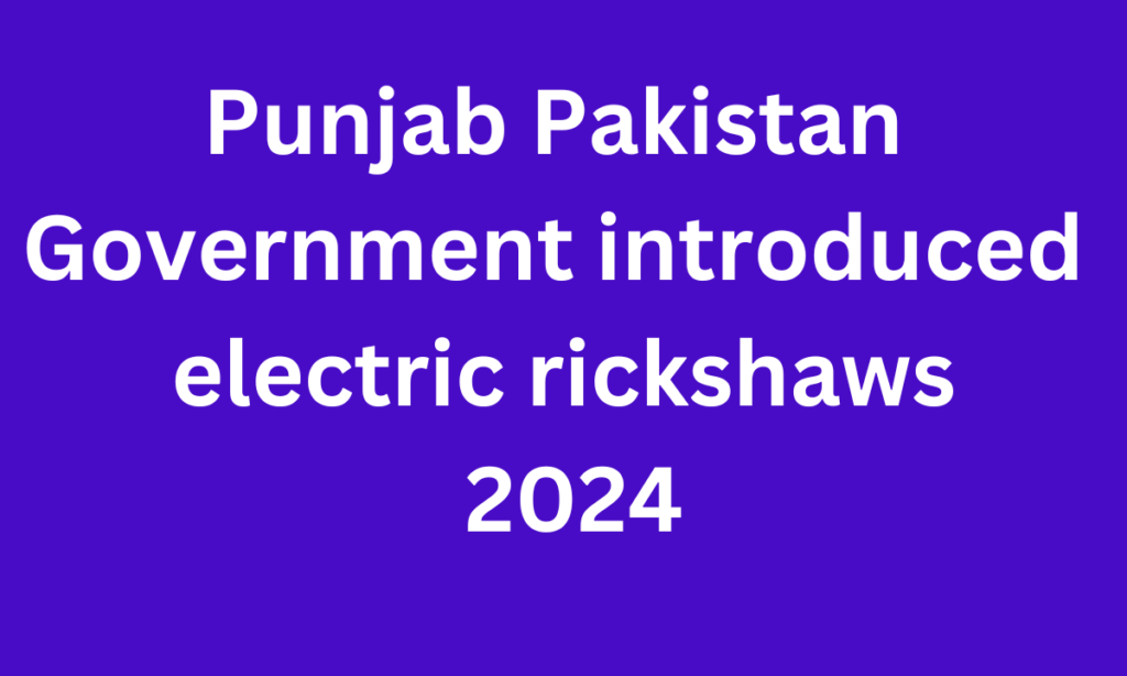 Punjab Pakistan Government introduced electric rickshaws 2024