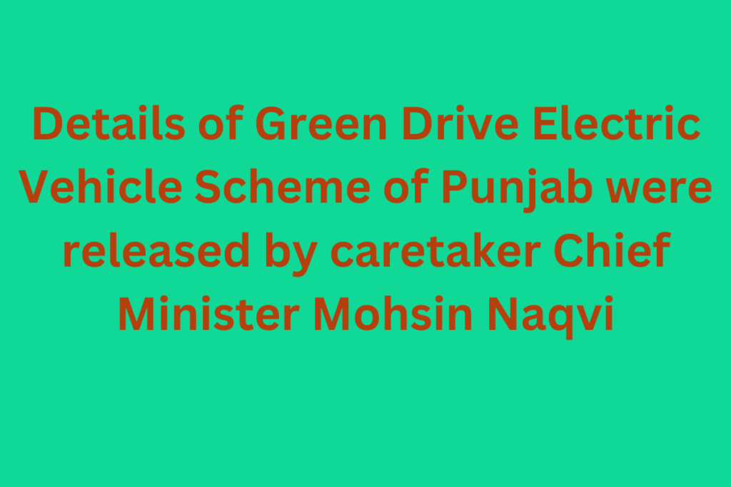 Details of Green Drive Electric Vehicle Scheme of Punjab were released by caretaker Chief Minister Mohsin Naqvi